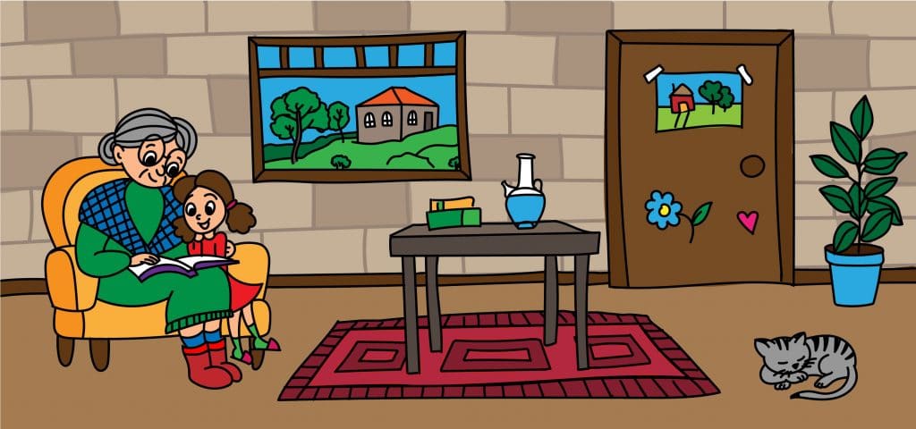 Grandma and grandchild sharing a story